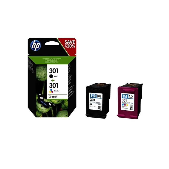 HP Cartridge No.301, N9J72AE, 1050/2050, Black, Cyan, Yellow, Magenta, 2 pcs