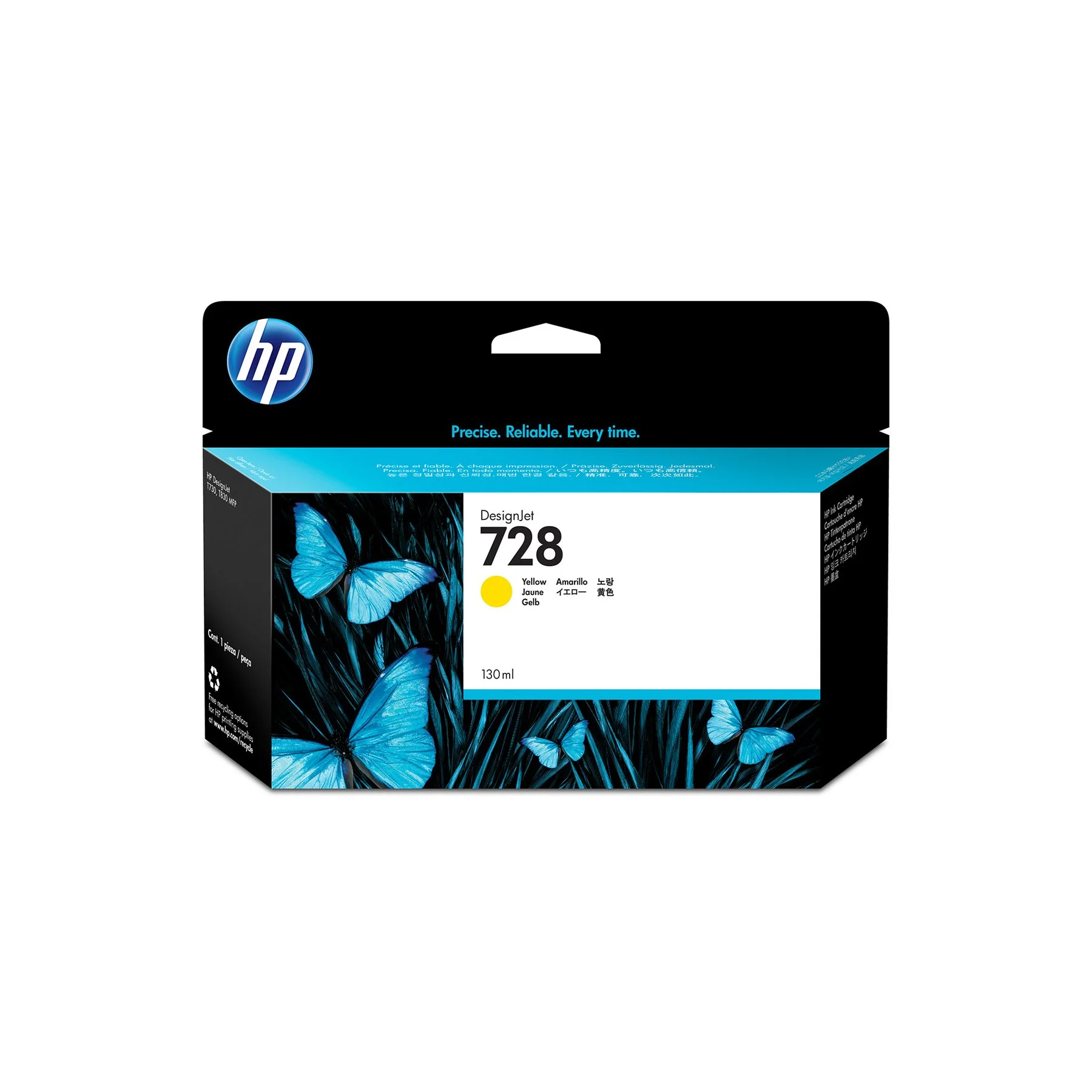 HP Cartridge No.728, F9J65A, 130 ml, Yellow