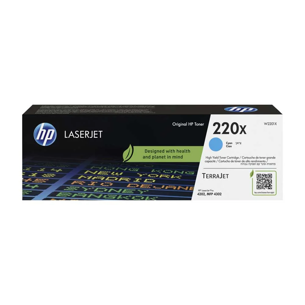 HP Toner 220X W2201X, LJ PRO 4202/4302, 5,500 pages/5%, Cyan