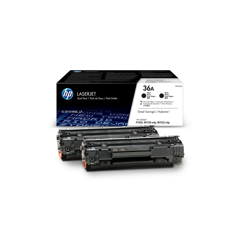 HP Toner CB436AD, 2000 pages/5%, Black, 2 pieces