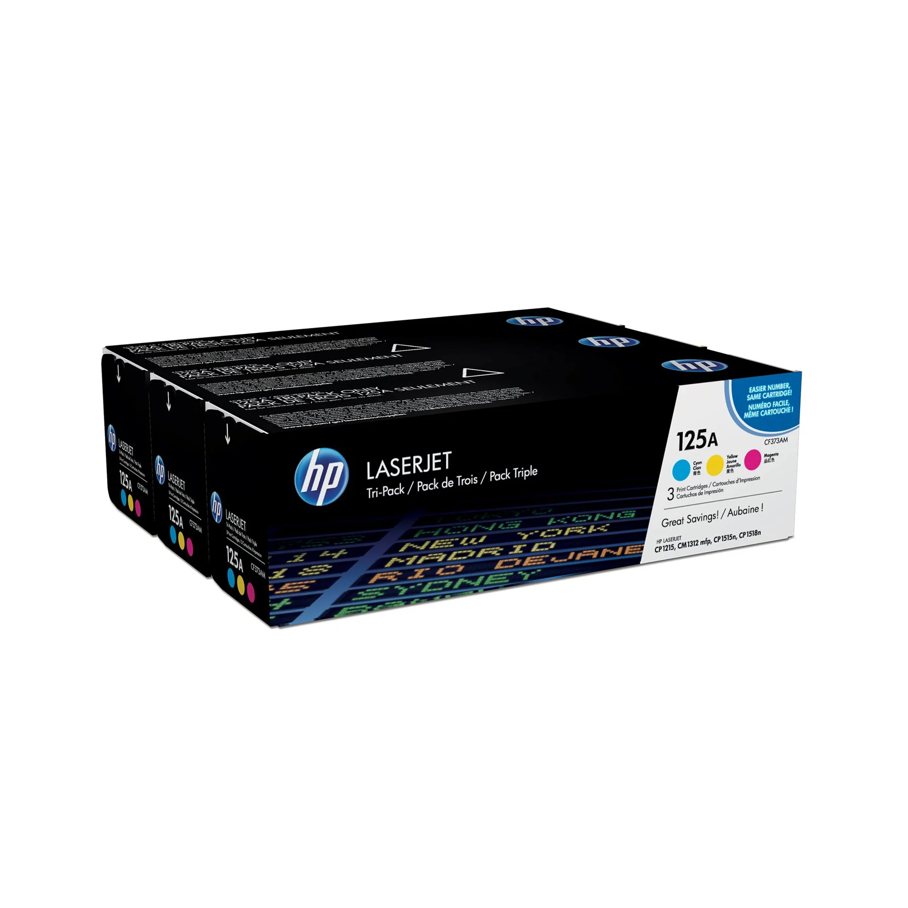 HP Toner CF373AM, 125A, 3 x 1400 pages/5%, Cyan, Yellow, Magenta, 3 pcs