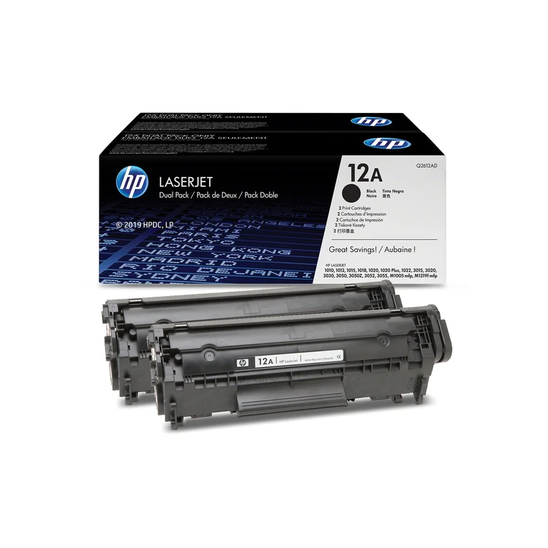 HP Toner Q2612AD, 2000 pages/5%, Black, 2 pieces
