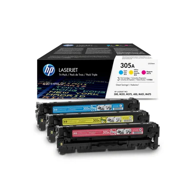 HP Toner CF370AM, 305A, Cyan, Magenta, Yellow, 3 pieces