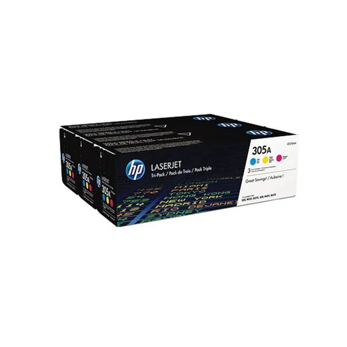 HP Toner CF370AM, 305A, Cyan, Magenta, Yellow, 3 pieces