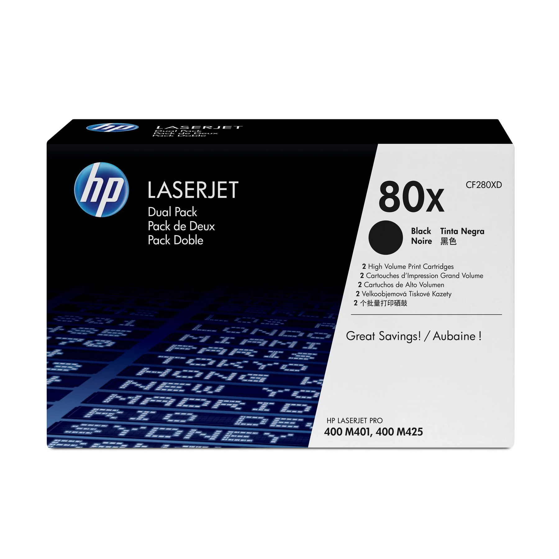 HP Toner CF280XD, Pro 400, 6 900 pages/5%, 2 pcs