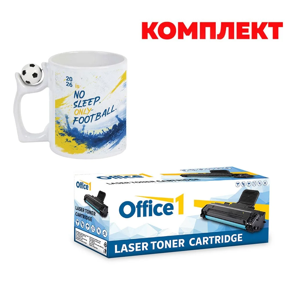 Съвместима тонер касета Office 1 HP CF361X 508X, Cyan, в комплект с Чаша Bestsub с футболен мотив, 325 ml, бяла