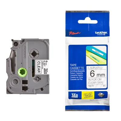 Brother Tape TZE111, black on transparent, 6 mm
