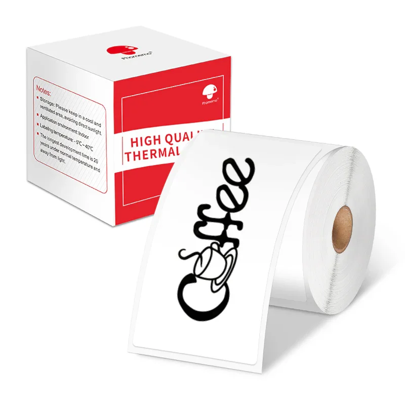 Phomemo Thermal printer labels XP5080, on roll, white, 5 x 8 cm, 100 labels