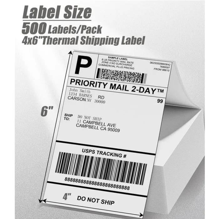 Phomemo Етикети SLP-4*6, за термопринтер, 101.5 x 152 mm, 500 броя