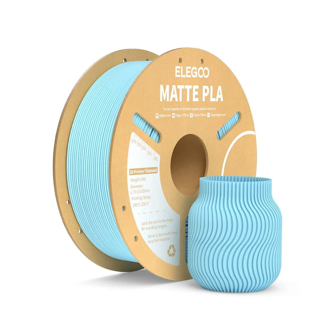 Филамент за 3D принтер Elegoo PLA Matte, 1.75 mm, 1 kg, леденосин