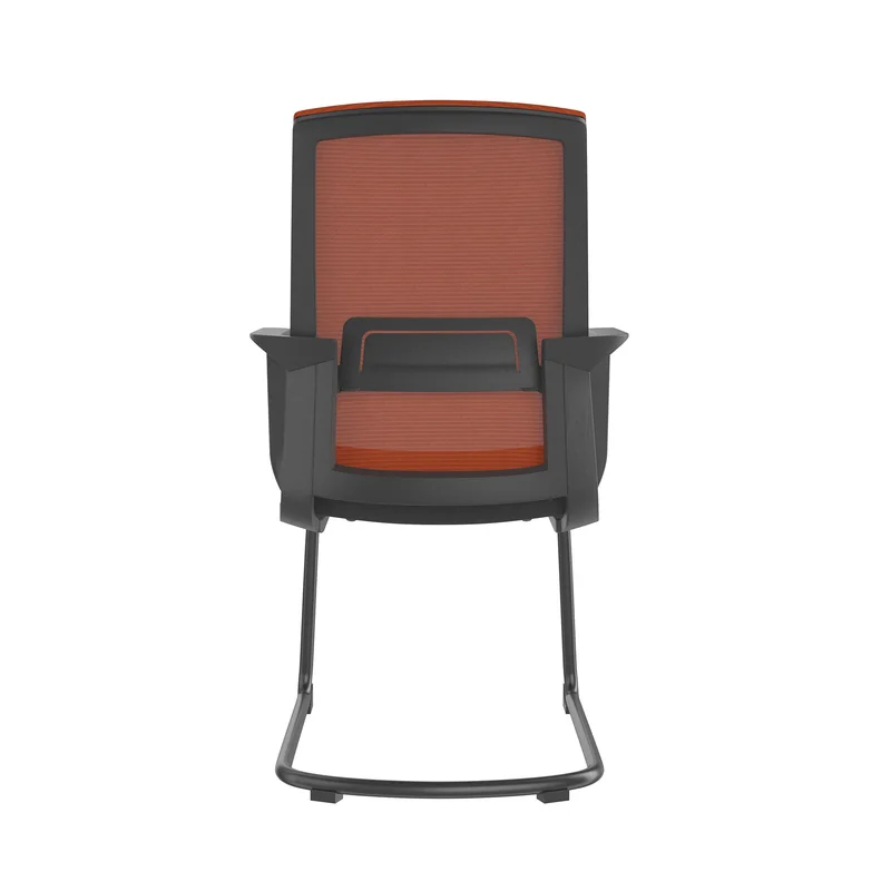 Посетителски стол RFG Smart M, дамаска и меш, до 120 kg, черна седалка, тъмночервена облегалка, 2 броя в комплект