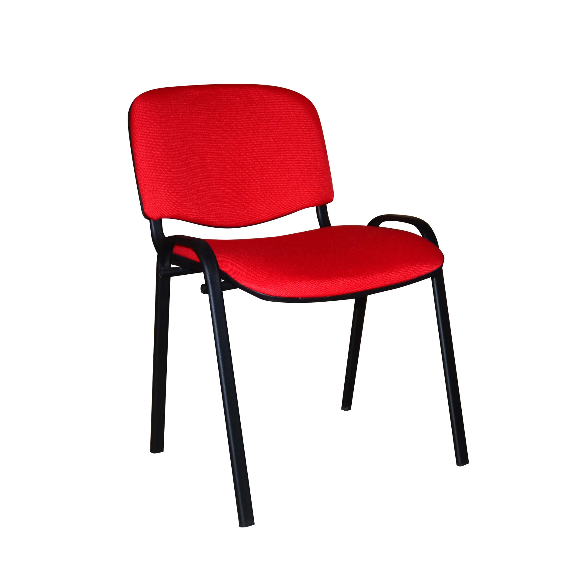 Посетителски стол Iso Black, текстил, метална основа, до 120 kg, червен