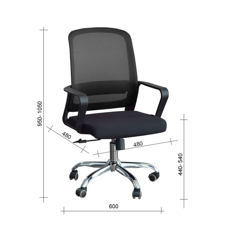 RFG Task chair Parma Black W, fabric and mesh, black seat, blue backrest