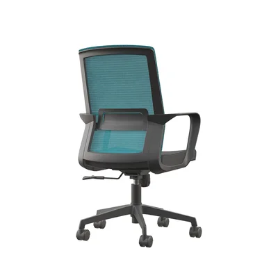 Офис стол RFG Smart W, дамаска и меш, Tilt механизъм, до 120 kg, черна седалка, синя облегалка
