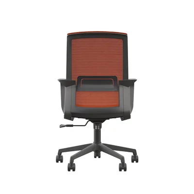 Офис стол RFG Smart W, дамаска и меш, Tilt механизъм, до 120 kg, черна седалка, тъмночервена облегалка