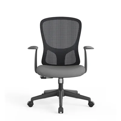 Офис стол RFG Smarter W, дамаска и меш, до 120 kg, сива седалка, сива облегалка
