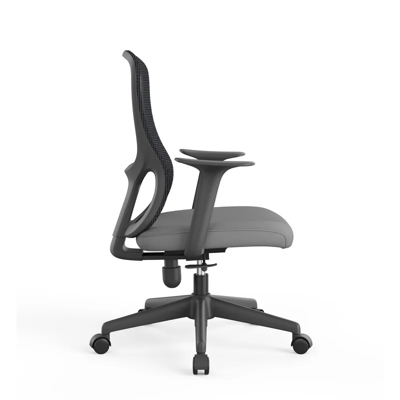 Офис стол RFG Smarter W, дамаска и меш, до 120 kg, сива седалка, сива облегалка