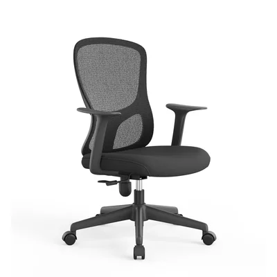 Офис стол RFG Smarter W, дамаска и меш, до 120 kg, черна седалка, черна облегалка