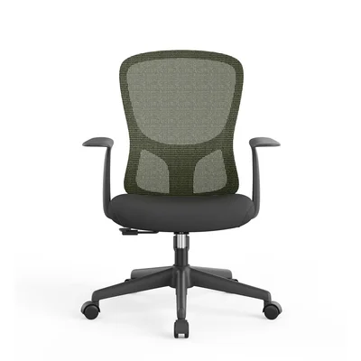 Офис стол RFG Smarter W, дамаска и меш, до 120 kg, черна седалка, зелена облегалка