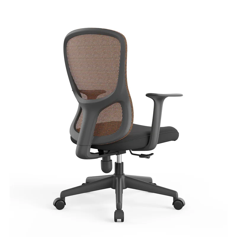 Офис стол RFG Smarter W, дамаска и меш, до 120 kg, черна седалка, оранжева облегалка