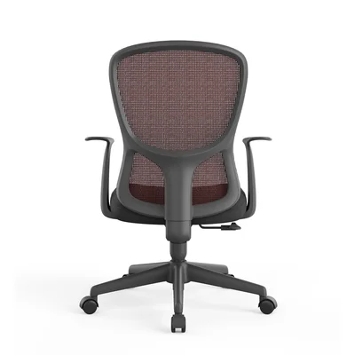 Офис стол RFG Smarter W, дамаска и меш, до 120 kg, черна седалка, червена облегалка