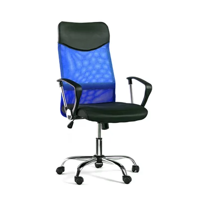 Executive Chair Monti HB, fabric, eco leather and mesh, black seat, dark blue backrest