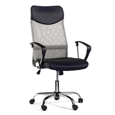 Executive chair Monti HB, fabric, eco-leather & mesh, black seat, silver back