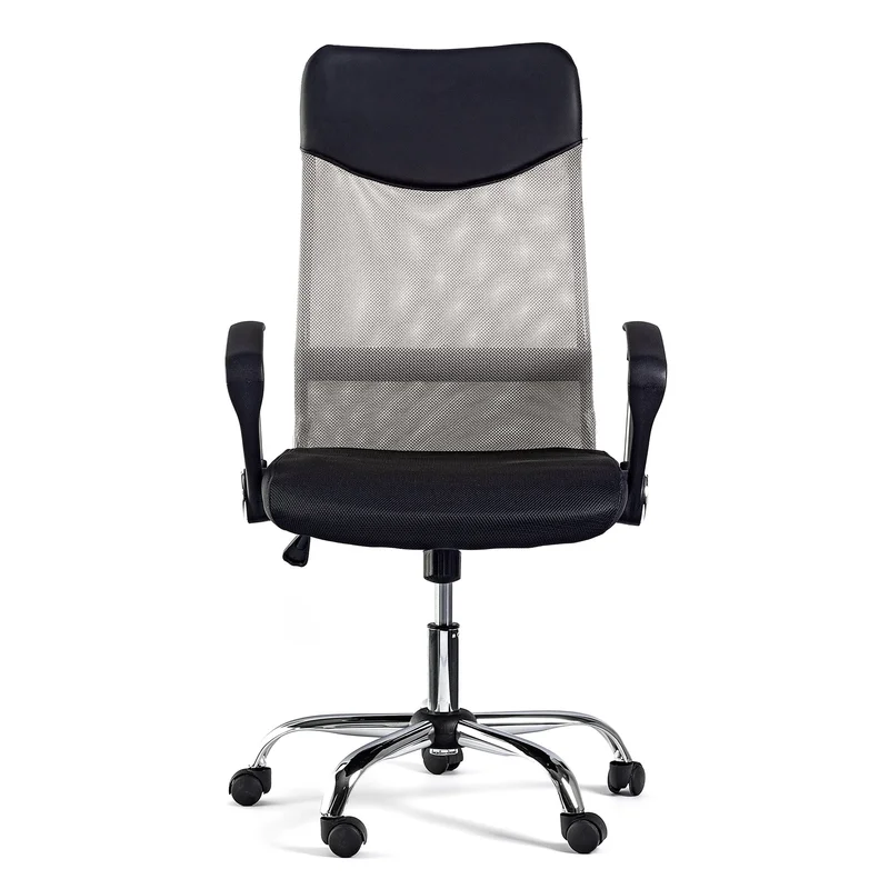 Executive chair Monti HB, fabric, eco-leather & mesh, black seat, silver back