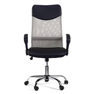 Executive chair Monti HB, fabric, eco-leather & mesh, black seat, silver back