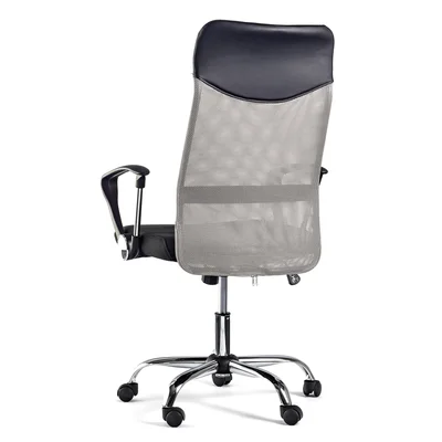 Executive chair Monti HB, fabric, eco-leather & mesh, black seat, silver back