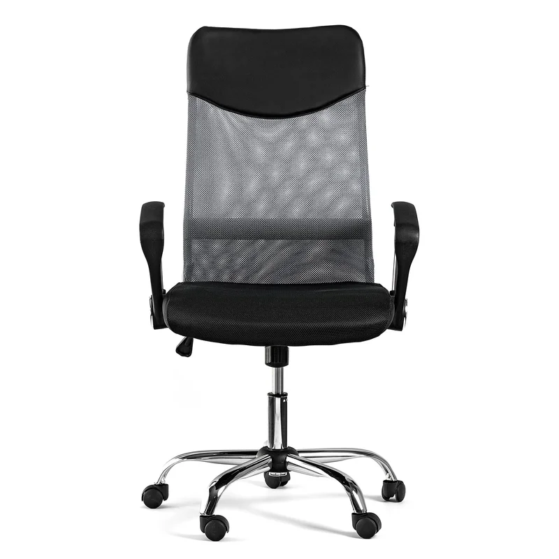 Executive chair Monti HB, fabric, eco leather and mesh, black seat, grey backrest