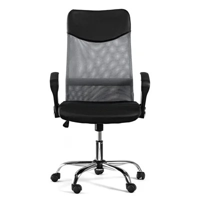 Executive chair Monti HB, fabric, eco leather and mesh, black seat, grey backrest