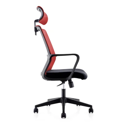 RFG Executive Chair Smart HB, Fabric and Mesh, Black Seat, Red Backrest