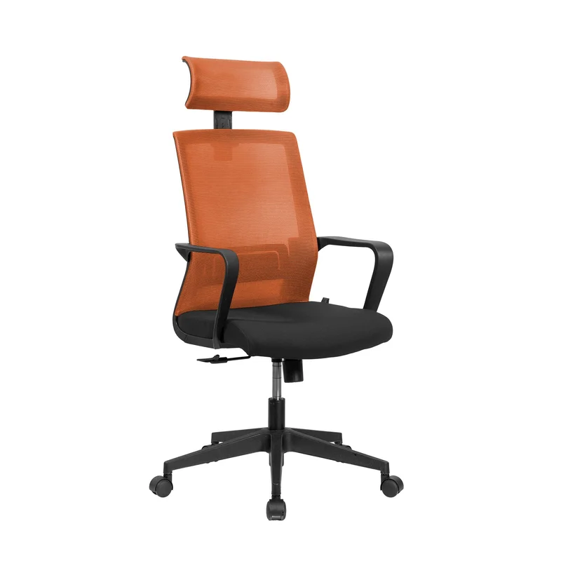 RFG Executive chair Smart HB, fabric and mesh, black seat, orange backrest