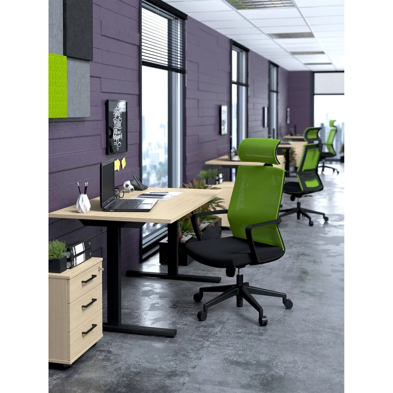 RFG Executive Chair Smart HB, fabric and mesh, black seat, green backrest