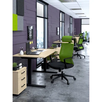 RFG Executive Chair Smart HB, fabric and mesh, black seat, green backrest