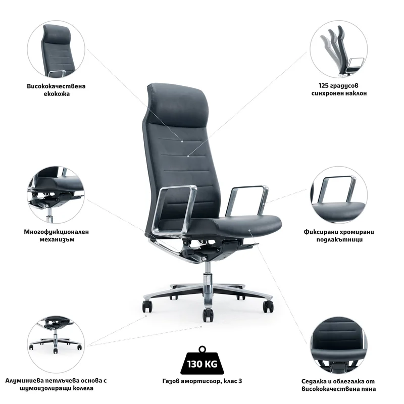 RFG Executive Chair Lider HB, eco leather, black seat, black backrest