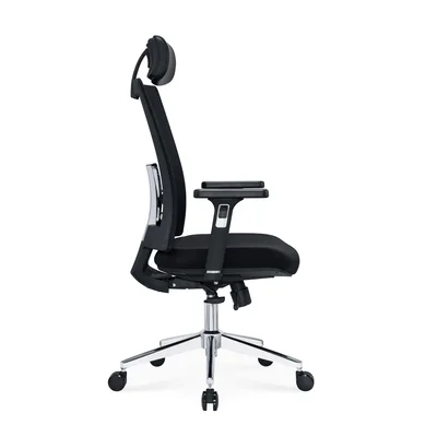 RFG Ergonomic Chair Luxe HB Chrome, Black Seat, Black Backrest