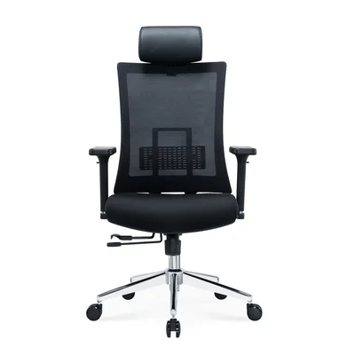 RFG Ergonomic Chair Luxe HB Chrome, Black Seat, Black Backrest