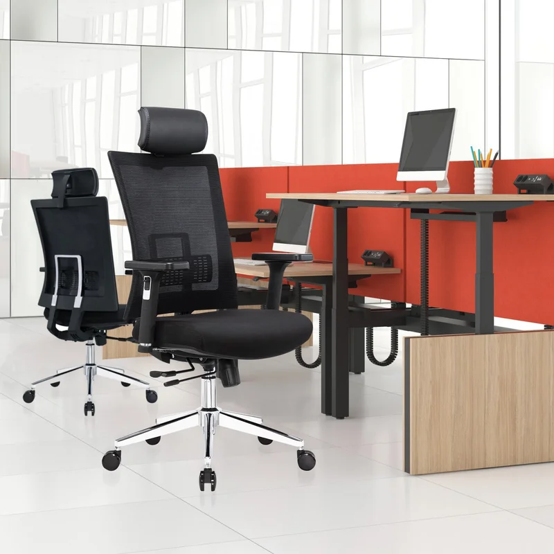 RFG Ergonomic Chair Luxe HB Chrome, Black Seat, Black Backrest
