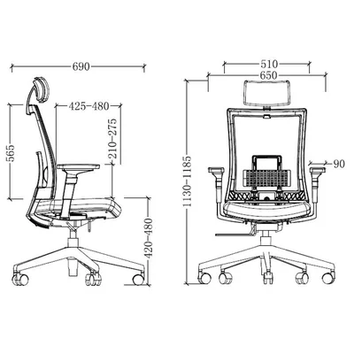 RFG Ergonomic Chair Luxe HB Chrome, Black Seat, Black Backrest