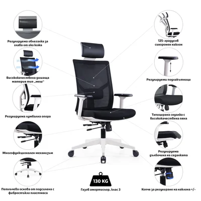 RFG Ergonomic chair Snow HB, black seat, black backrest