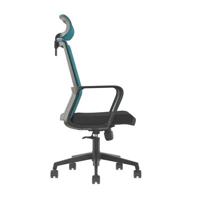 Директорски стол RFG Smart HB, дамаска и меш, Tilt механизъм, до 120 kg, черна седалка, синя облегалка