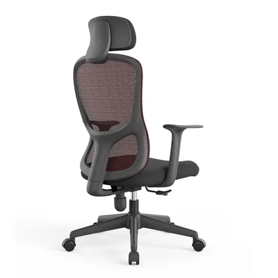 Директорски стол RFG Smarter HB, дамаска и меш, до 120 kg, черна седалка, червена облегалка