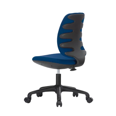 RFG Kids Chair Lucky Black, fabric, blue seat, blue backrest