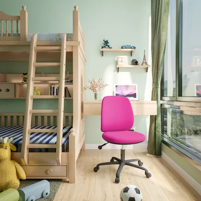 RFG Kids’ Chair Lucky Black, fabric, pink seat, pink backrest