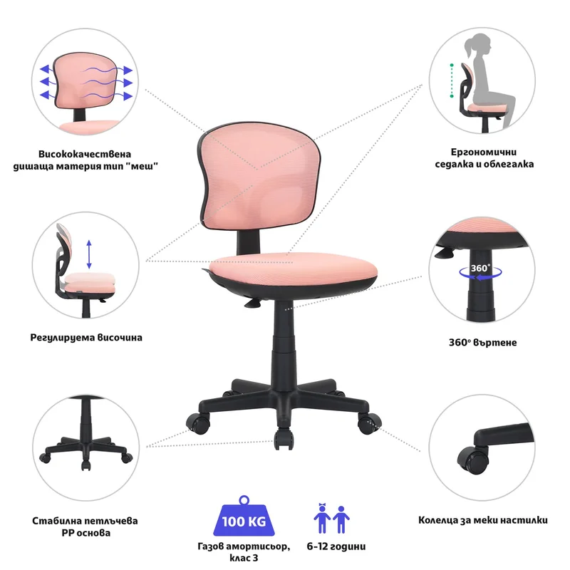 RFG Children's chair Honey Black, pink