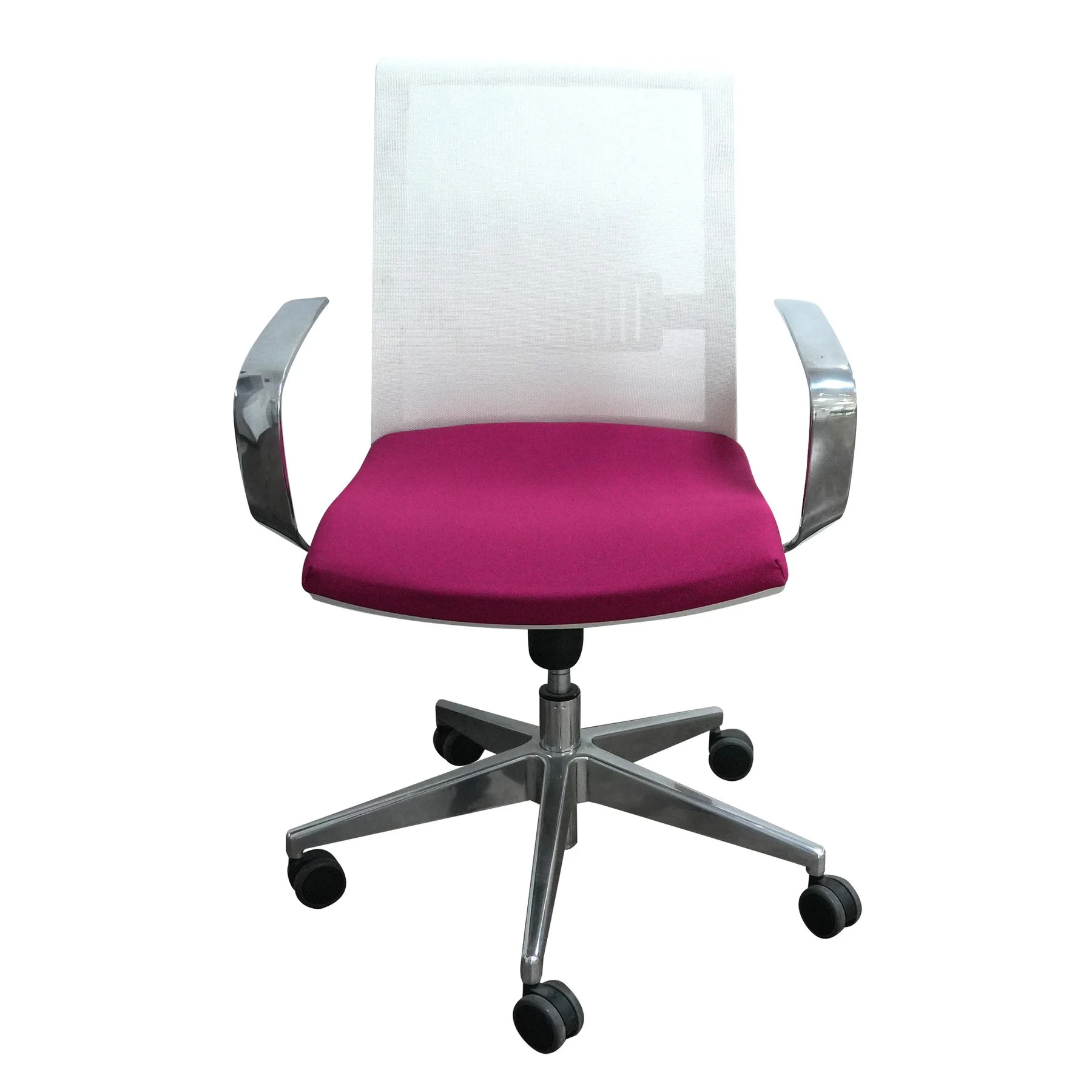 Office chair Narbutas Eva II, mesh, Synchronous mechanism, plastic base, white-purple, assembled demo