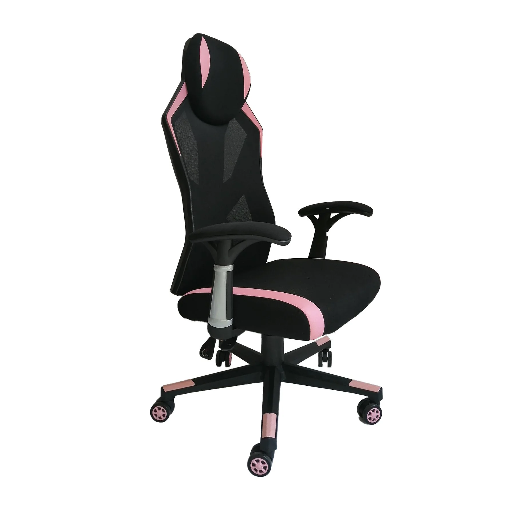 Геймърски стол RFG Soft Game, дамаска и меш, полиамидна основа, до 130 kg, черно-розов