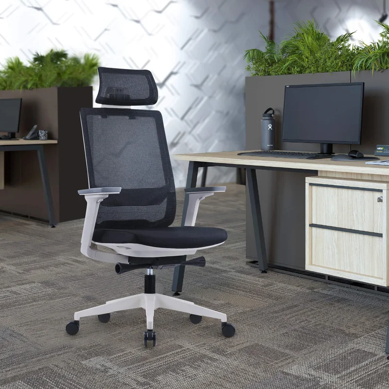 RFG Ergonomic Chair Meteor X White HB, black seat, black backrest